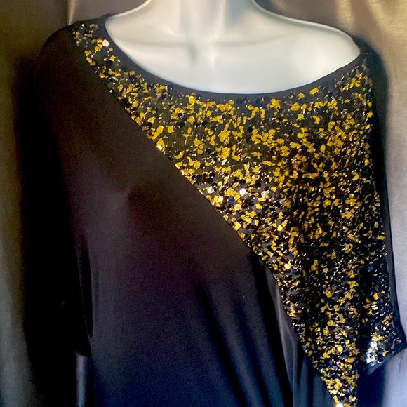 Eien USA Black and gold sequined tunic…size medium - Picture 3 of 10